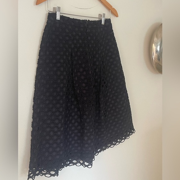 J McLaughlin Black Eyelet Skirt A Line Pleated Layered - Picture 2 of 9